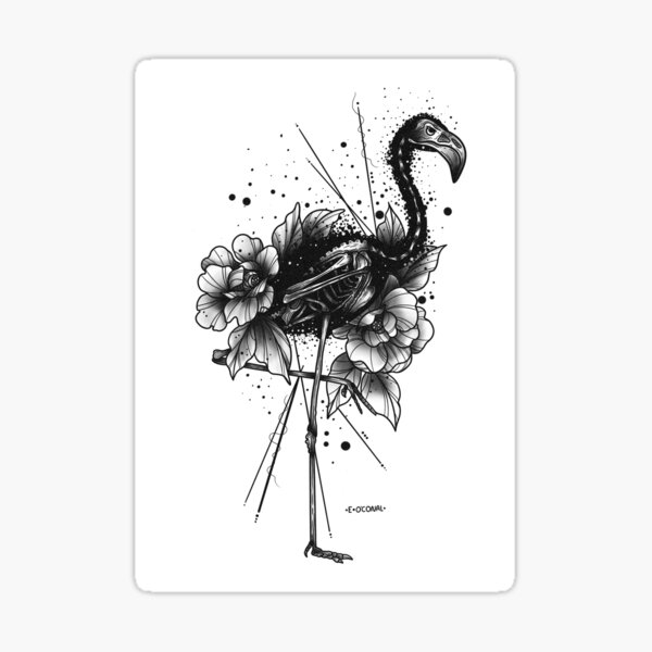 Flamingo Tattoo Tropical Animal Bird. Summer Nature Drawing Stock  Illustration - Illustration of animal, fauna: 146841714