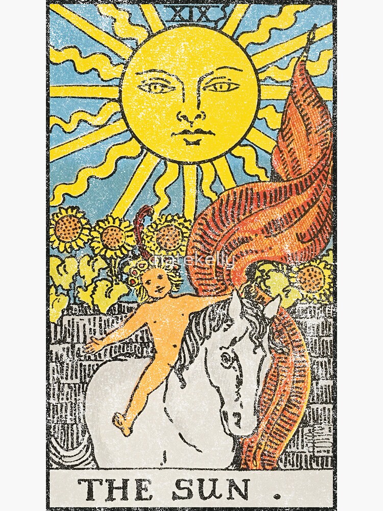 "The Sun tarot card (distressed) Rider Waite Smith tarot" Sticker for ...