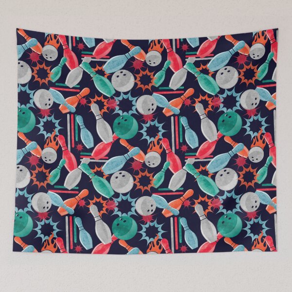 Item preview, Vintage Watercolor bowling seamless pattern designed and sold by Landesign.