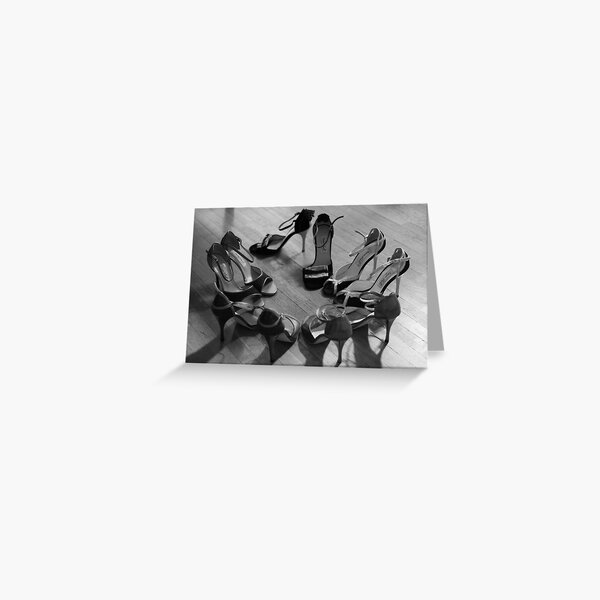 Comme il faut, tango dancing shoes, b & w Greeting Card