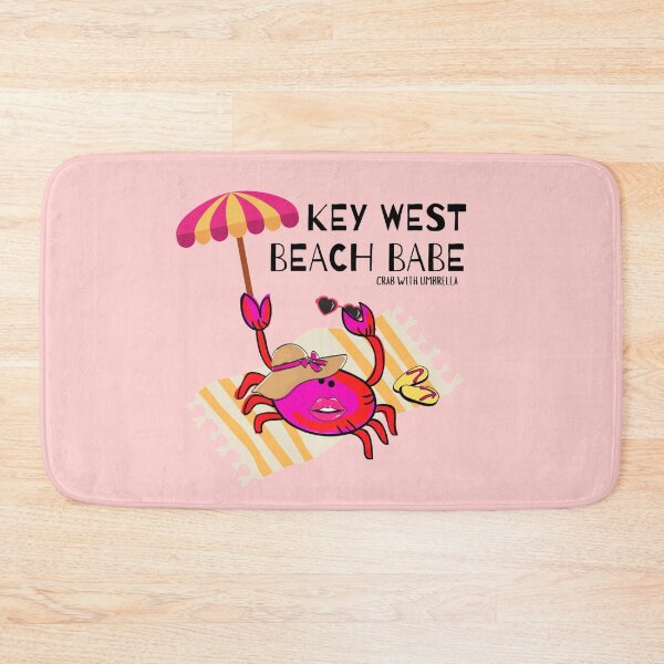 Item preview,  CUTE FUNNY CARTOON FUCHSIA  RED PINK“KEY WEST BEACH BABE” CRAB WITH UMBRELLA designed and sold by EllieMonroe.