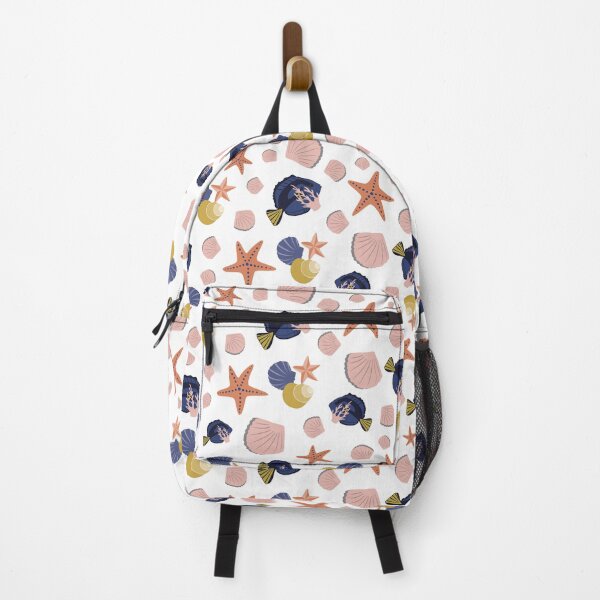 Item preview, Beautiful Beach Collection White with Surgeon fish, pink shells and starfish.  designed and sold by CJAura by Claire Jane Johnson.