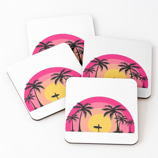 Item preview, Sunset by the beach with coconut trees and a girl with a surfing board digital art, illustration, anime designed and sold by Shanil1996.