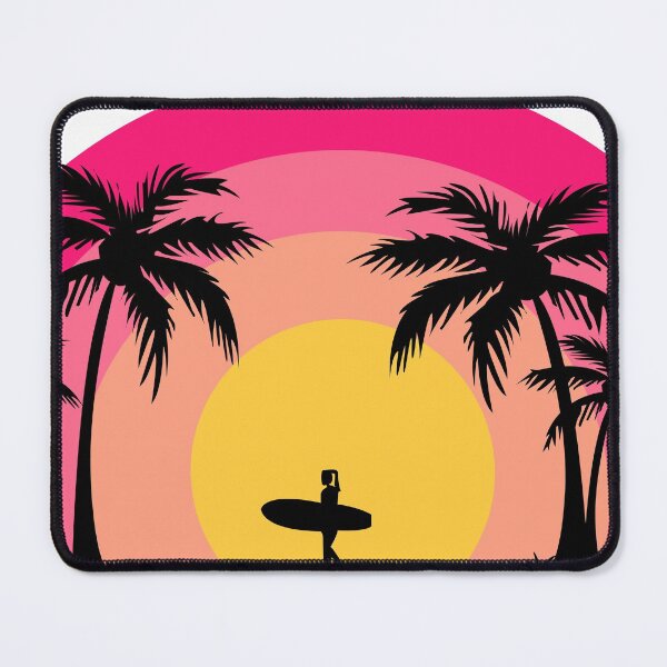 Item preview, Sunset by the beach with coconut trees and a girl with a surfing board digital art, illustration, anime designed and sold by Shanil1996.