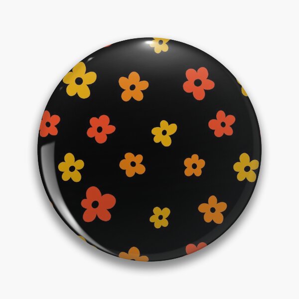 Item preview, Red orange and yellow simple flower pattern (black background) designed and sold by -Lily-Anne-.