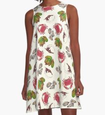 Seafood Medley on Cream A-Line Dress