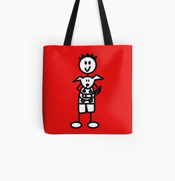 The boy with the spiky hair - red All Over Print Tote Bag