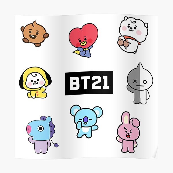 Bt21 Characters Pattern Style Poster