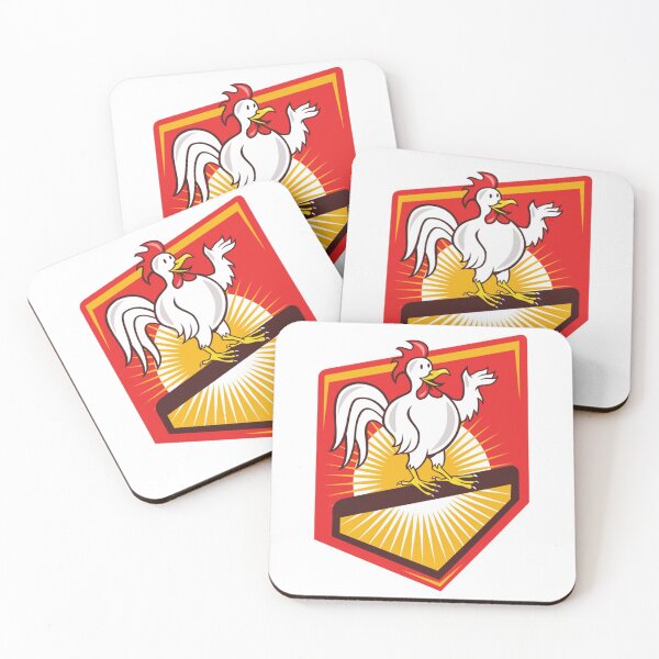 Item preview, Rooster Cockerel Waving Hello Shield Cartoon   designed and sold by ApplingAcres.