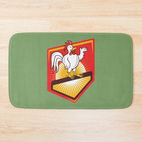 Item preview, Rooster Cockerel Waving Hello Shield Cartoon   designed and sold by ApplingAcres.