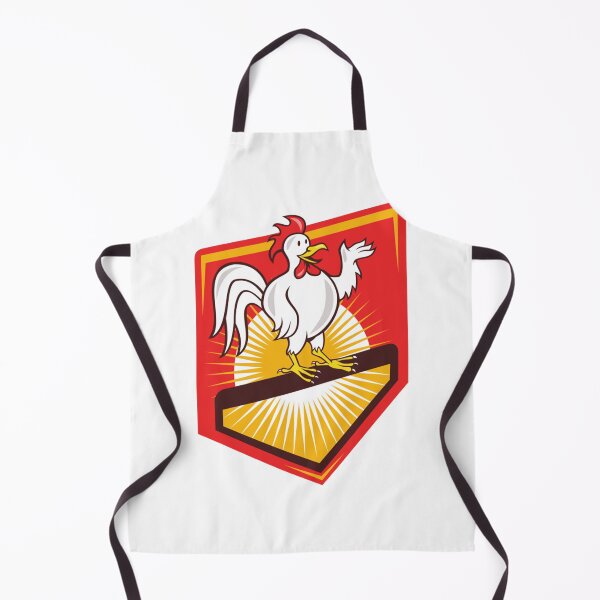 Item preview, Rooster Cockerel Waving Hello Shield Cartoon designed and sold by ApplingAcres.