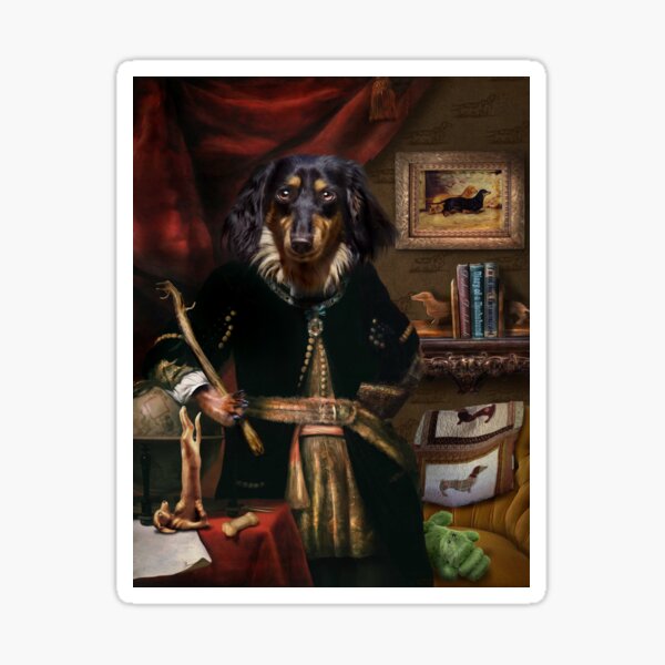 Long haired Daschund Dog Portrait - Andy Sticker