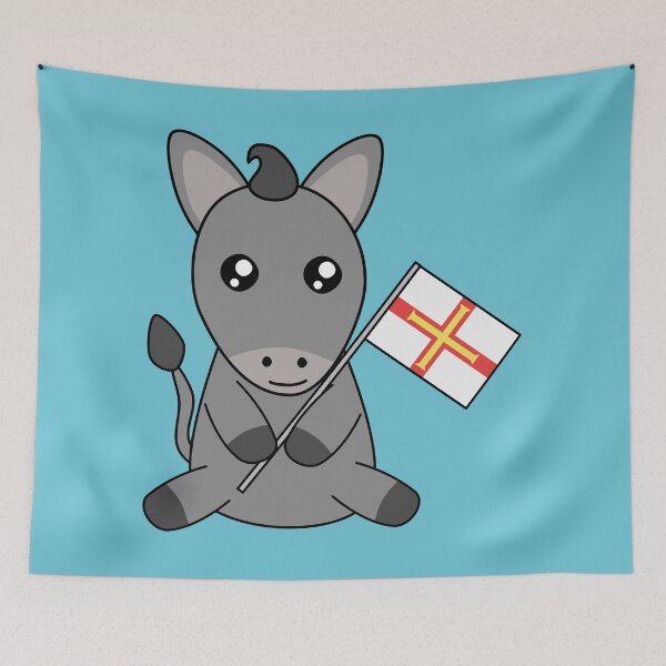 Item preview, Guernsey Donkey Waving Guernsey Flag designed and sold by cashewdays.