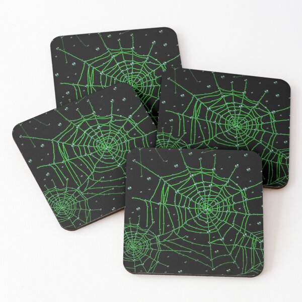 Item preview, Gothic Spider Web Green Glitter Halloween Cobweb Pattern designed and sold by GlamourChick.
