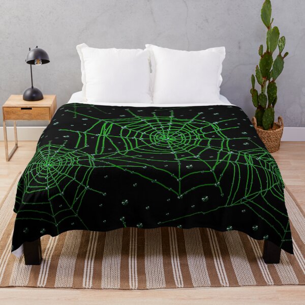 Item preview, Gothic Spider Web Green Glitter Halloween Cobweb Pattern designed and sold by GlamourChick.