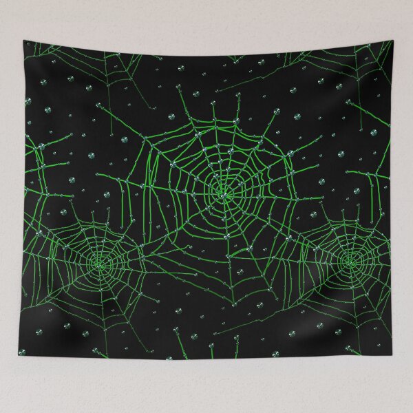 Item preview, Gothic Spider Web Green Glitter Halloween Cobweb Pattern designed and sold by GlamourChick.