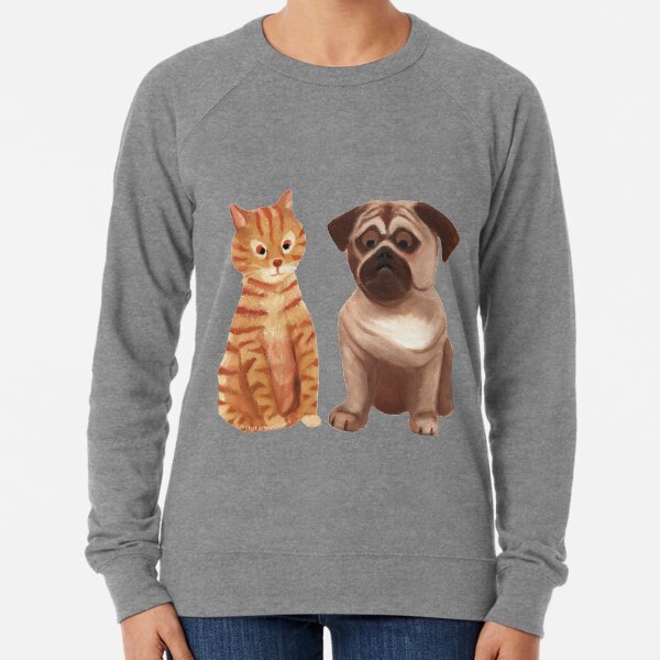 Milo and Otis - Cat and Dog Painting Lightweight Sweatshirt