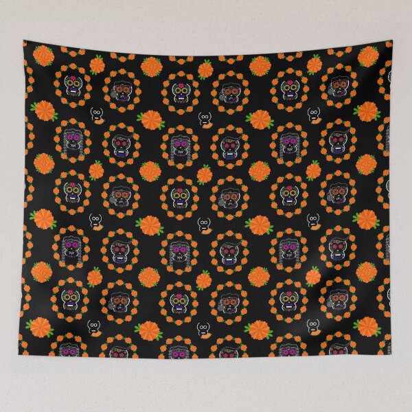 Item preview, Male&Female Mexican Calaveritas (Skulls) Pattern (DarkBG) designed and sold by mixMixtli.