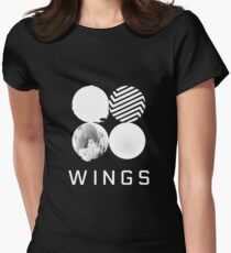 Camiseta entallada para mujer Logotipo de BTS Wings (negro)