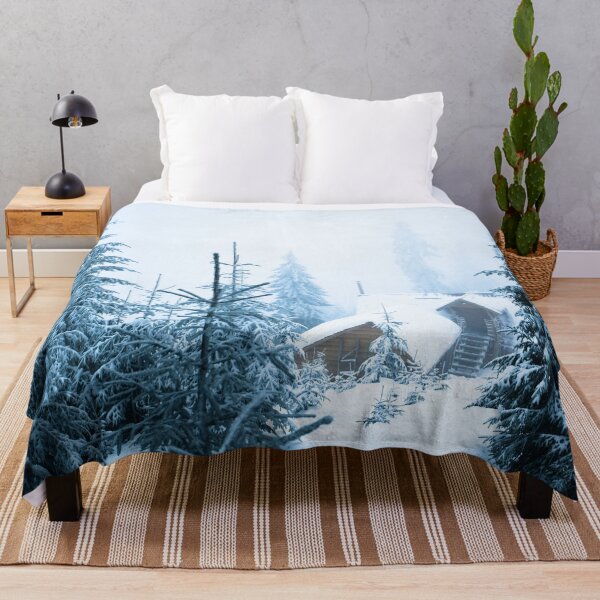 Item preview, Winter Pine Forest With Little House designed and sold by JTS STORE.