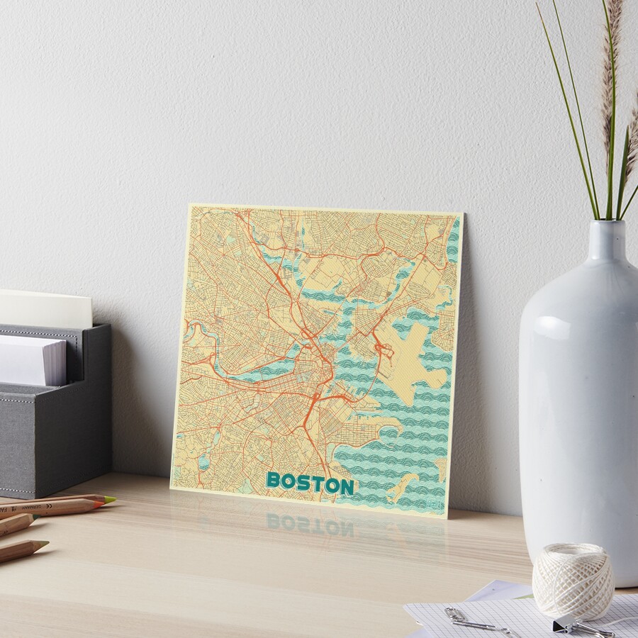 Boston Red Sox Vintage Canvas Map – Retro League Art