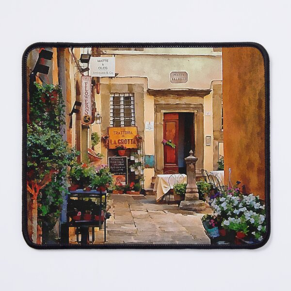 Floral Courtyard Cortona Tuscany Mouse Pad