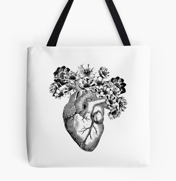 Black Heart Large Tote Bag