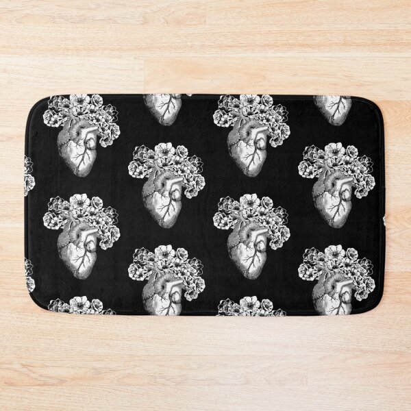 Item preview, Human heart black and white with crown flowers anemones designed and sold by Collagedream.