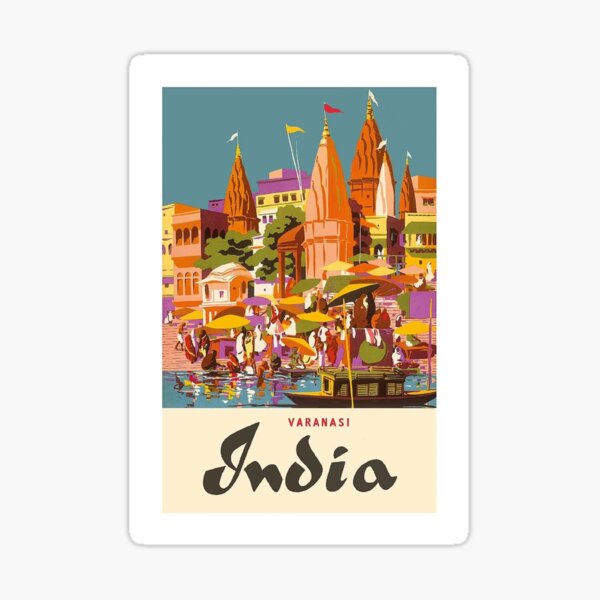 "Vintage India Varanasi" Sticker for Sale by VintageTravler Redbubble