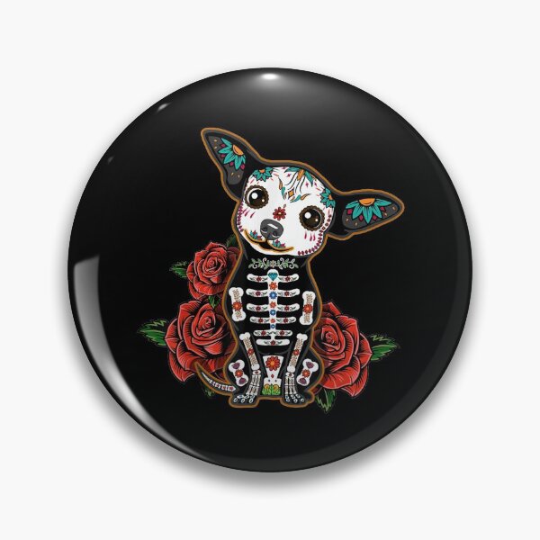Item preview, Chihuahua dia de los muertos day of the dead Dog sugar skull designed and sold by Gabeshaffer.