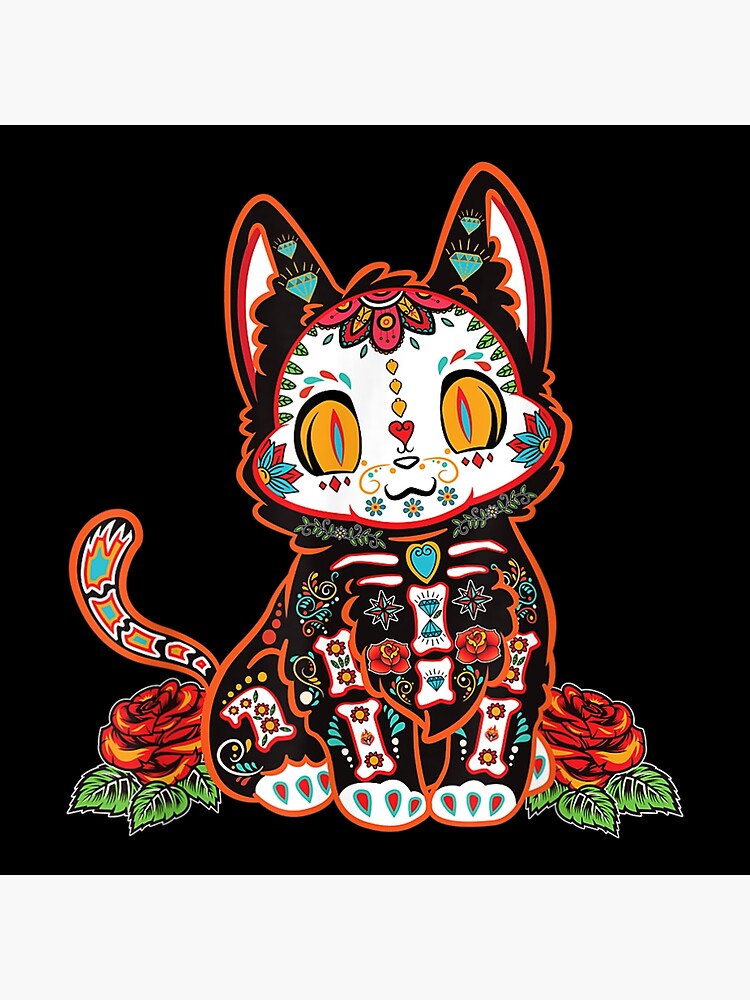 Adorable Hello Custom Kitty Dia De Los Muertos Tshirt Kawaii 