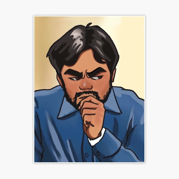 Hikaru Nakamura funny thinks face sticker Mask by LoveGalBlackTan