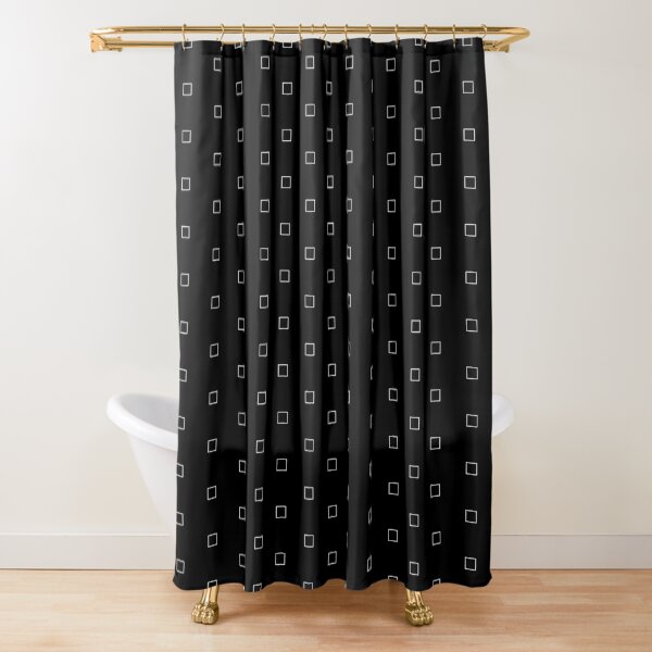 White Square Symbol Shape Guard Design Shower Curtain