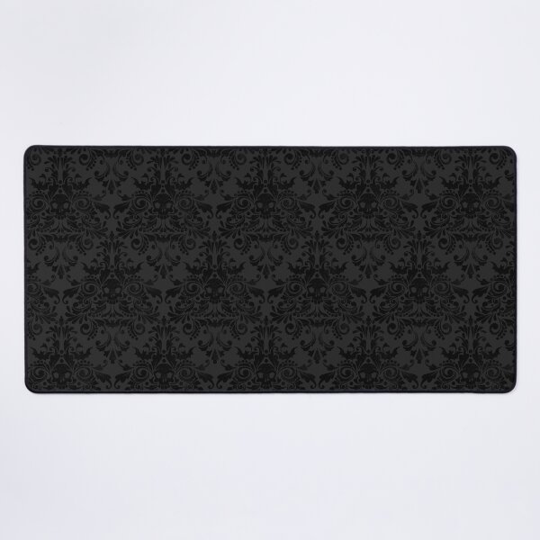 Skull Damask Pattern - Grey Desk Mat