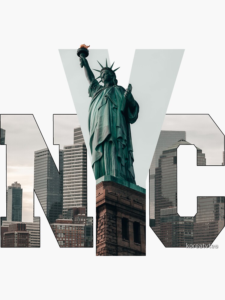 "Statue of Liberty , New York City Lettering Typography" Sticker for