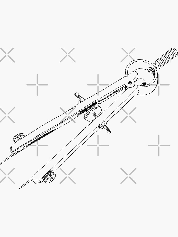 "Illustrated Drafting Compass" Sticker for Sale by HRSCreates Redbubble