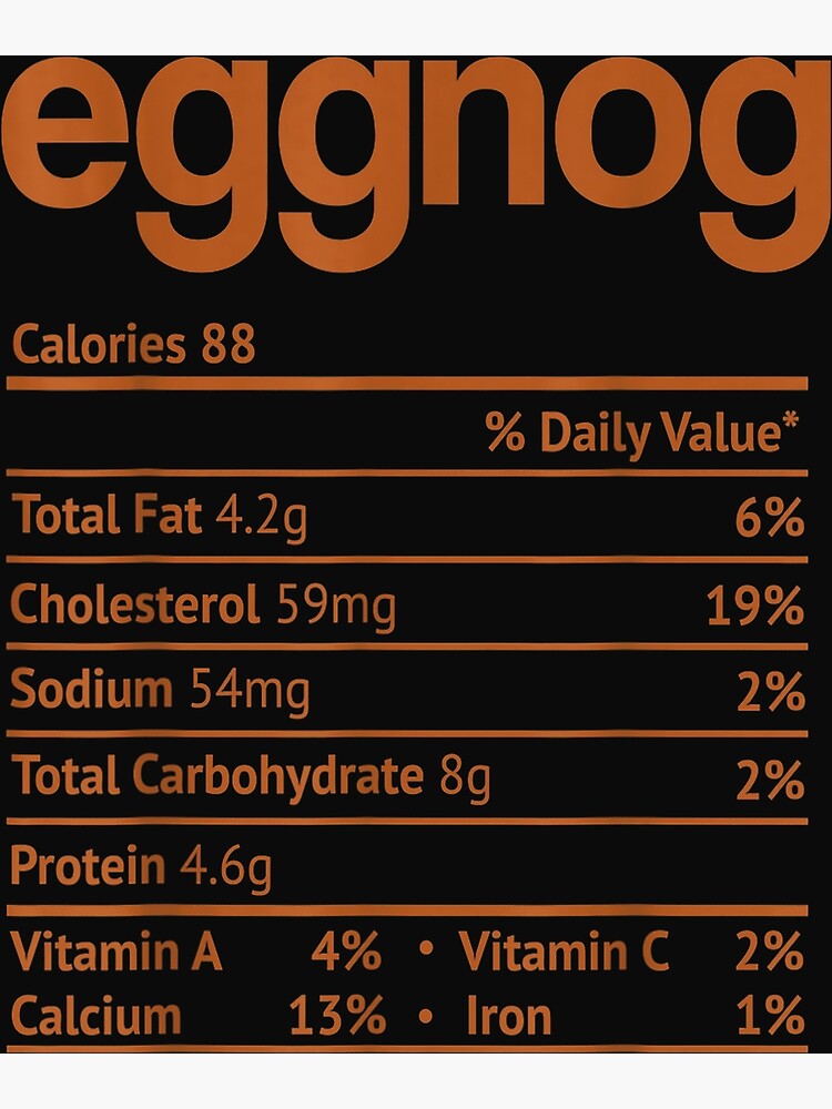"Eggnog Nutrition Facts Funny Thanksgiving Christmas Food" Poster for