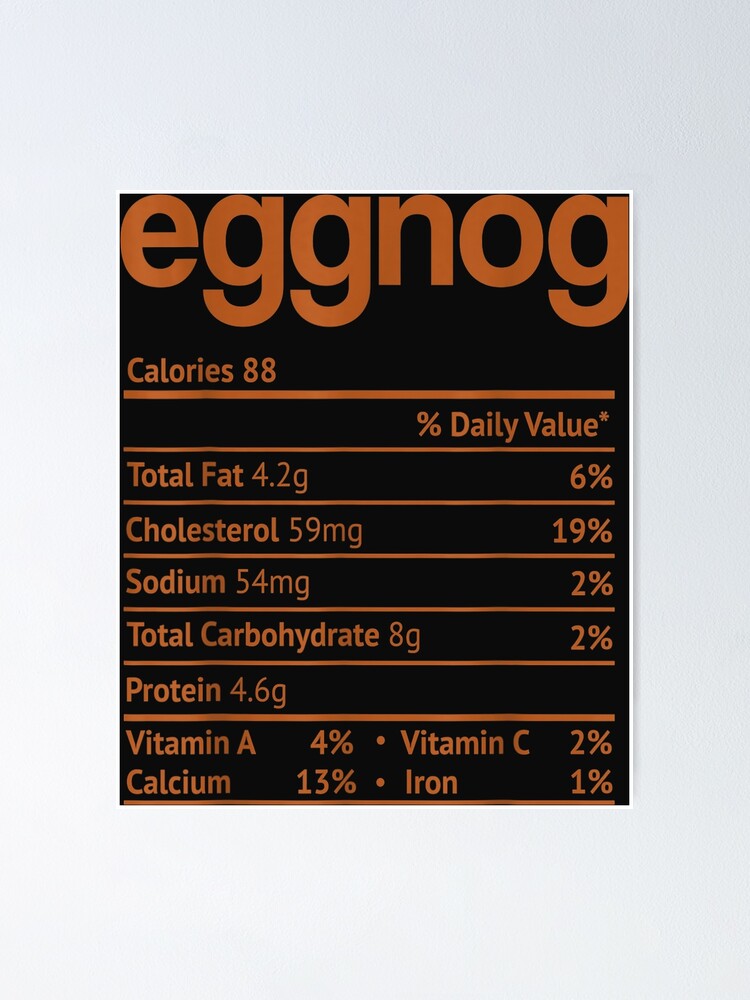 "Eggnog Nutrition Facts Funny Thanksgiving Christmas Food" Poster for