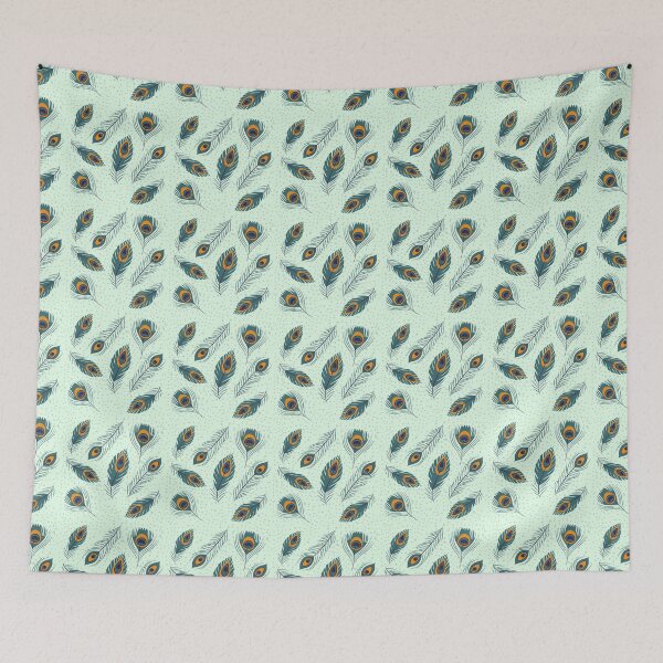 Item preview, Peacock Feather on pastel green designed and sold by ABS-Originals.