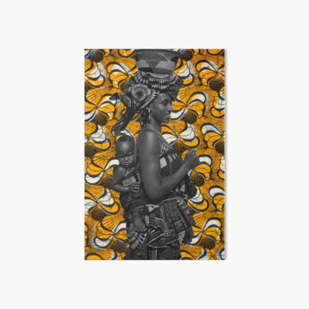 African mother with baby on her back art with African material Art Board Print