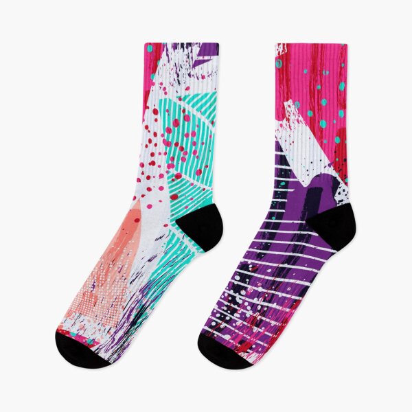 Item preview, Abstract seamless geometric pattern with curved lines, dots, Shabby shape elements, colorful spray paint ink designed and sold by TeeFashionShop.