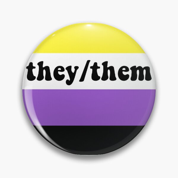 Item preview, non binary they/them pronoun pin designed and sold by designsbysummer.