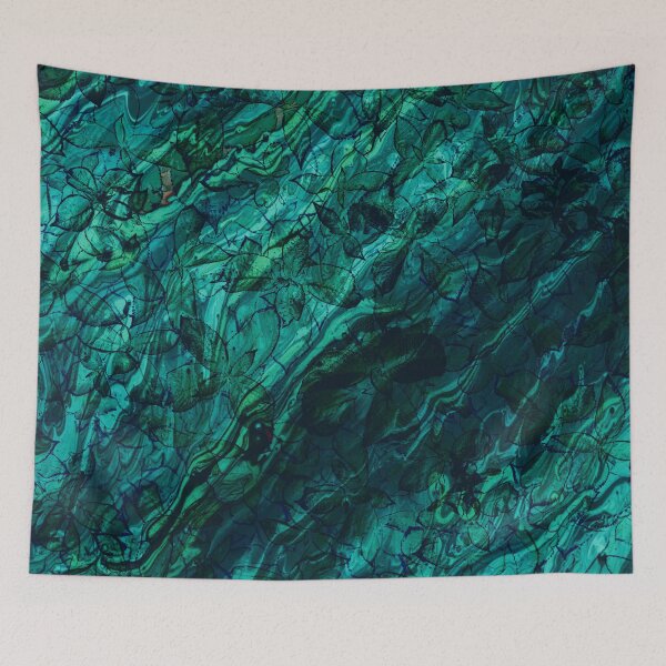 Item preview, Turquoise Patina Effect Botanical Leaves Pattern designed and sold by MyColorfulDream.