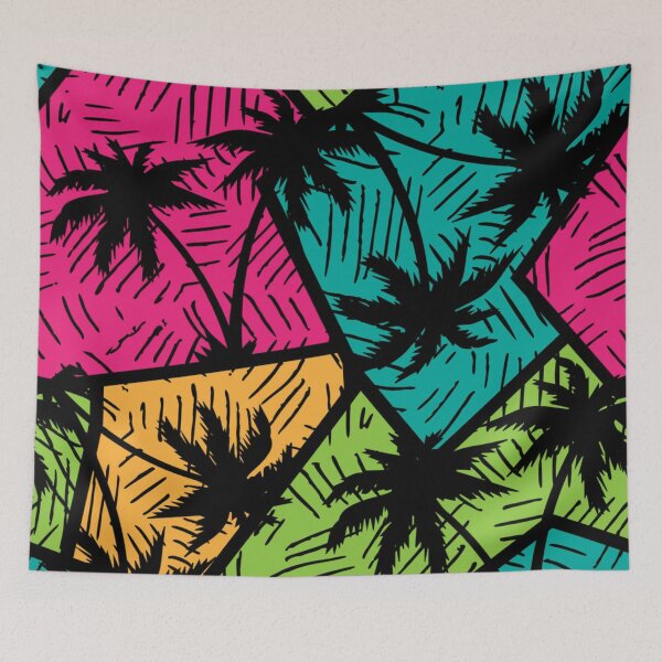 Item preview, Abstract colorful geometry seamless pattern with palm trees. designed and sold by TeeFashionShop.
