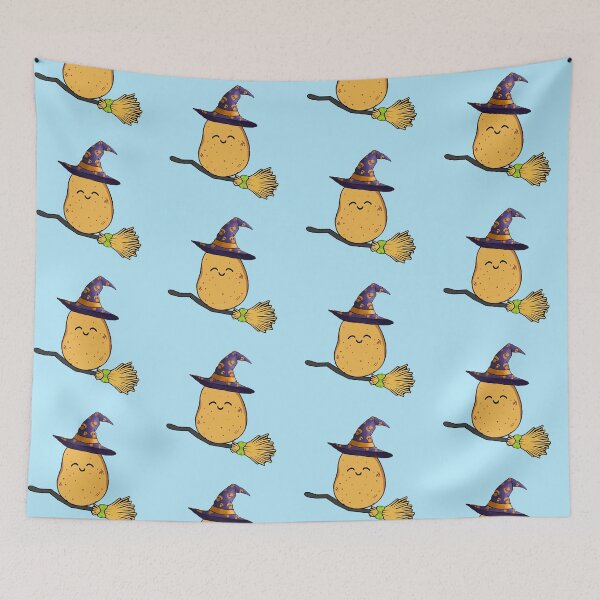 Item preview, Cute spud potato Halloween witch drive a stick designed and sold by NyengRepublic.