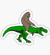 Bigfoot riding T rex Sticker