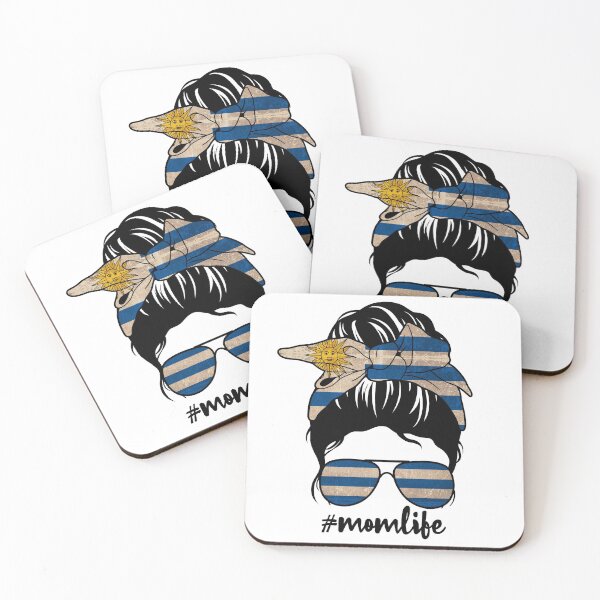 Item preview, Uruguayan Mom Life Messy Bun Patriotic Uruguay Flag  designed and sold by TheWildStyle.