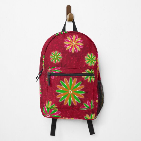 Item preview, Multicoloured Starry flowers on red designed and sold by Only1helen.
