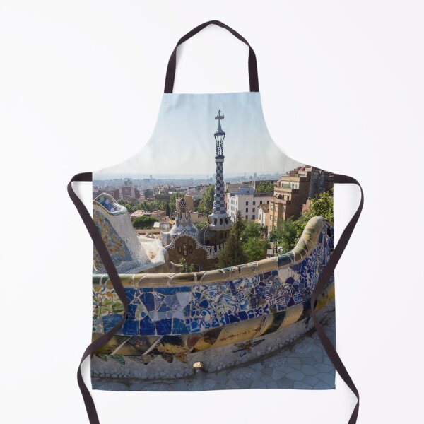 Item preview, Antoni Gaudi Serpentine Bench Park Guell Barcelona - Geometric Blue Bits Mosaic Segment designed and sold by Georgia Mizuleva.