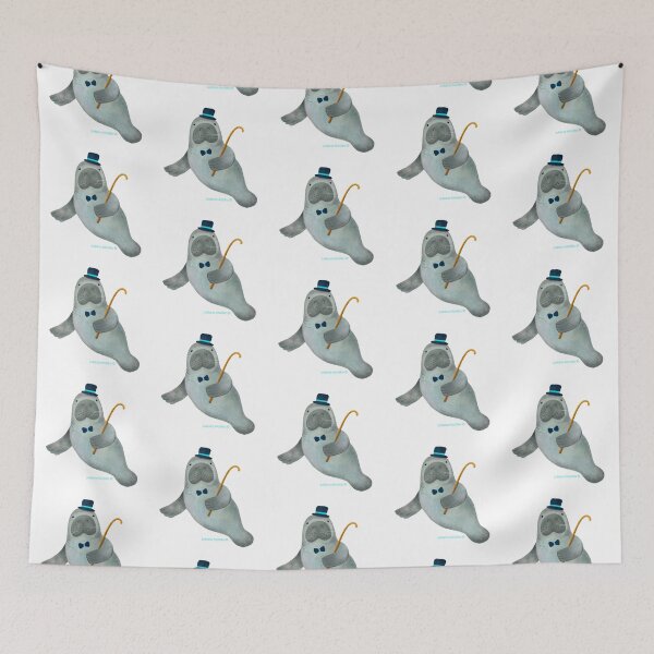 Item preview, Manatee with hat, bow tie and stick designed and sold by julianamotzko.